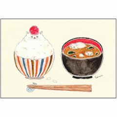 トコロコムギ　和風ポストカード（しっかりおたべ朝ごはんにゃんこ）の画像
