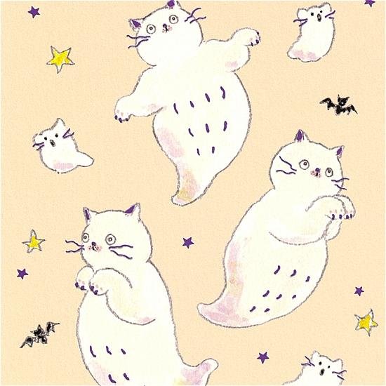トコロコムギ ポストカード（元気モリモリおばけにゃんこ）画像
