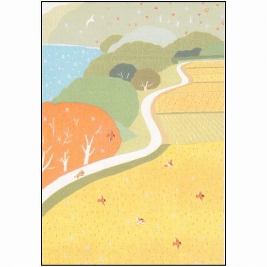 【予約品】ひらいみも ポストカード（子ブタと黄色の田んぼ）画像
