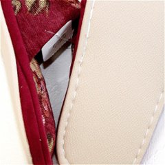 モール小花　外縫いスリッパ　レッド　約24.5cm画像