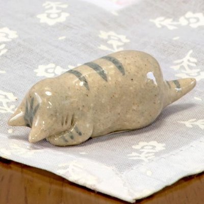 豆屋　箸置き（ねこ　肉球まくら　トラグレイ）の画像