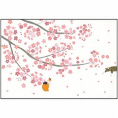 ひらいみも ポストカード（子ブタと桜とネコ）の画像