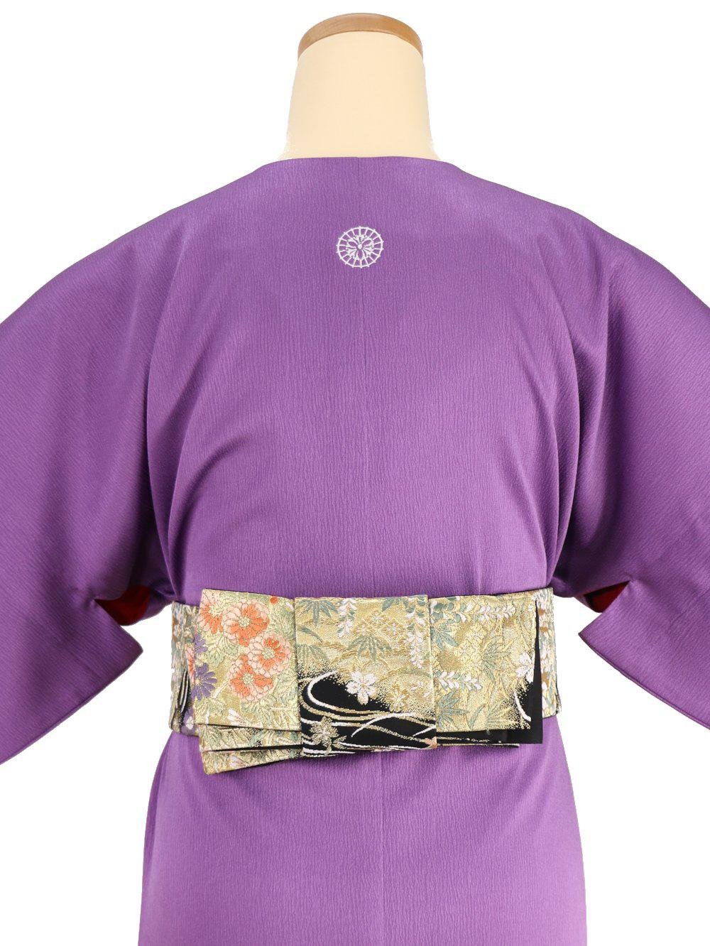 日本製】最高級色無地着物（小袖）衿なし 江戸むらさき色[LT+サイズ