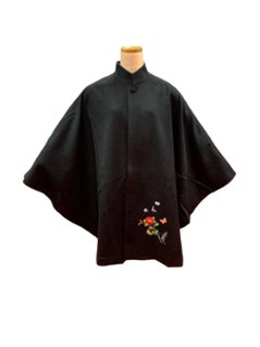 ポンチョコート（刺繍入り）　黒の画像