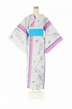 帯が選べる! (衿なし) 浴衣〈あやめ/ピンク水色〉　※浴衣単品 ¥6,600画像