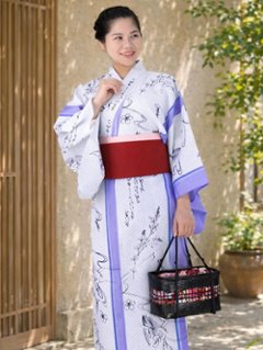 帯が選べる! (衿あり) 浴衣〈あやめ/紫水色〉　※浴衣単品 ¥13,200の画像