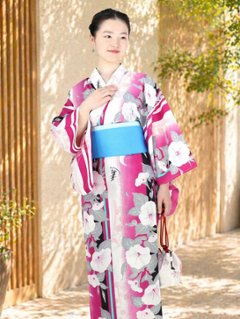 帯が選べる! (衿あり) 浴衣〈初恋/ピンク紫〉　※浴衣単品 ¥13,200の画像