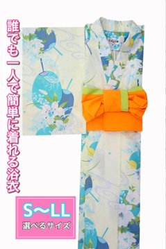 帯が選べる! (衿あり) 浴衣〈すず風/クリーム〉　※浴衣単品 ¥13,200の画像