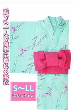 帯が選べる! (衿あり) 浴衣〈竹宵歌/薄緑〉　※浴衣単品 ¥6,600の画像