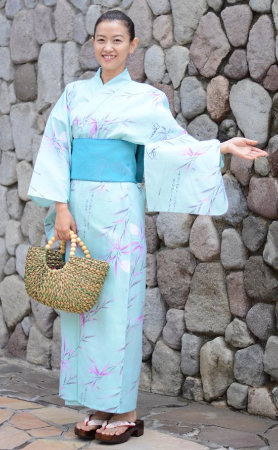 帯が選べる! (衿あり) 浴衣〈竹宵歌/薄緑〉　※浴衣単品 ¥13,200画像