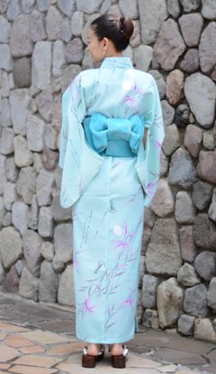 帯が選べる! (衿あり) 浴衣〈竹宵歌/薄緑〉　※浴衣単品 ¥13,200画像