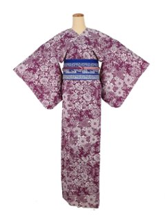 衿なし着物(リボン帯付き) [小菊 紫] ※着物単品 ¥21,175の画像