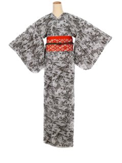 衿なし着物(リボン帯付き) [流水 濃茶] ※着物単品 ¥12,650の画像