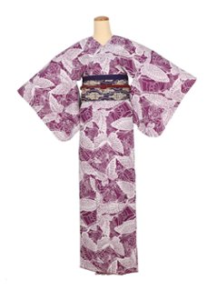 衿なし着物(リボン帯付き) [蝶 紫] ※着物単品 ¥21,450の画像