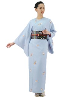 衿なし着物(お太鼓帯付) [かさね華 水色 3-B] ※着物単品 19,800円画像