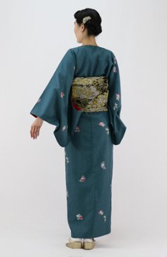 衿なし着物(お太鼓帯付) [華五彩 青緑 5-C] ※着物単品 19,800円画像