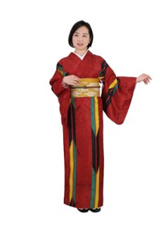 衿つき着物(リボン帯付き) [はま矢 エンジ] ※着物単品 ¥23,100の画像