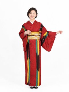 衿つき着物(リボン帯付き) [はま矢 エンジ] ※着物単品 ¥23,100の画像