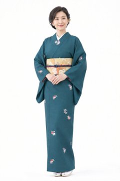 衿付き着物(お太鼓帯付)  [華五彩 青緑 5-C] ※着物単品 23,100円の画像