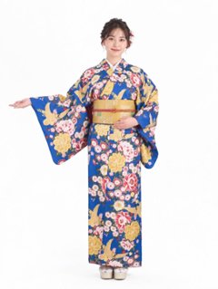 衿つき着物(リボン帯付き) [花らんまん 青] ※着物単品 ¥23,100の画像
