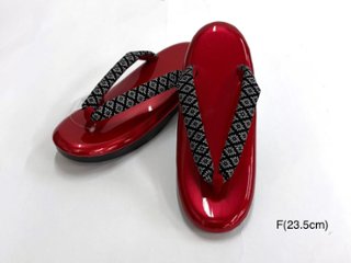  オリジナル印伝鼻緒草履 赤  Fサイズの画像