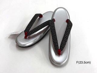  オリジナル印伝鼻緒草履 シルバー  Fサイズの画像