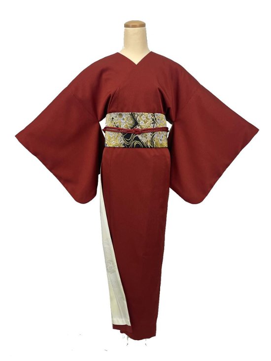 【日本製】最高級色無地着物 衿なし あかね色 [313]画像