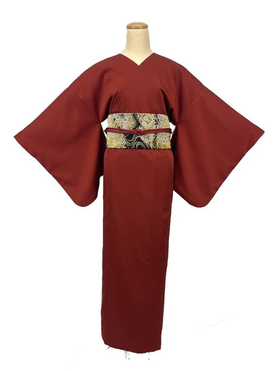 【日本製】最高級色無地着物 衿なし あかね色 [313]画像