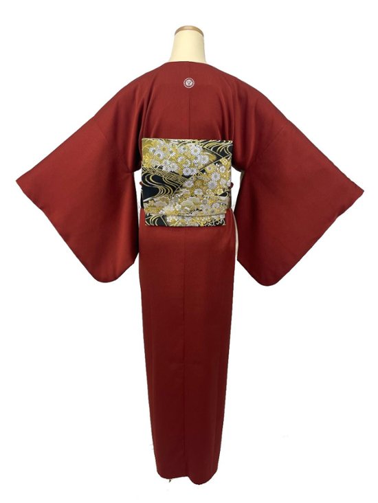 【日本製】最高級色無地着物 衿なし あかね色 [313]画像