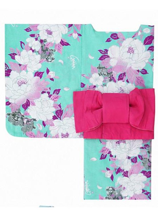 帯が選べる! (衿なし) 浴衣〈華牡丹/薄緑〉　※浴衣単品 ¥13,200画像