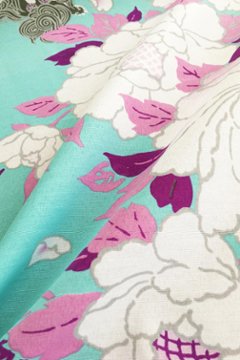 帯が選べる! (衿なし) 浴衣〈華牡丹/薄緑〉　※浴衣単品 ¥13,200画像