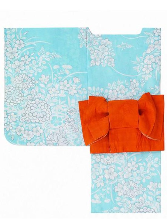 帯が選べる! (衿なし) 浴衣〈夢小菊/水色〉　※浴衣単品 ¥13,200画像