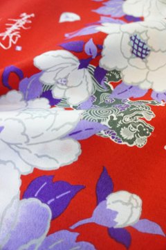 帯が選べる! (衿なし) 浴衣〈華牡丹/赤〉　※浴衣単品 ¥13,200画像