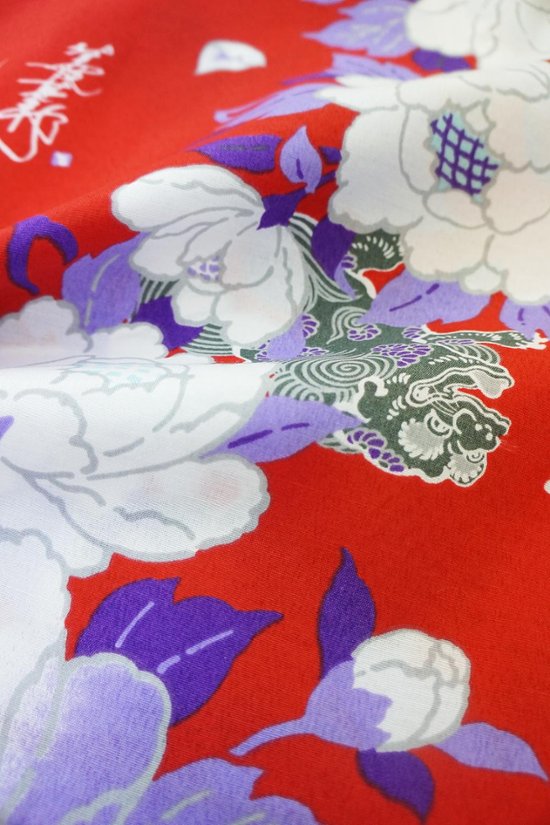 帯が選べる! (衿なし) 浴衣〈華牡丹/赤〉　※浴衣単品 ¥13,200画像
