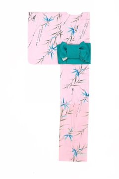 帯が選べる! (衿なし) 浴衣〈竹宵歌/ピンク〉　※浴衣単品 ¥13,200画像