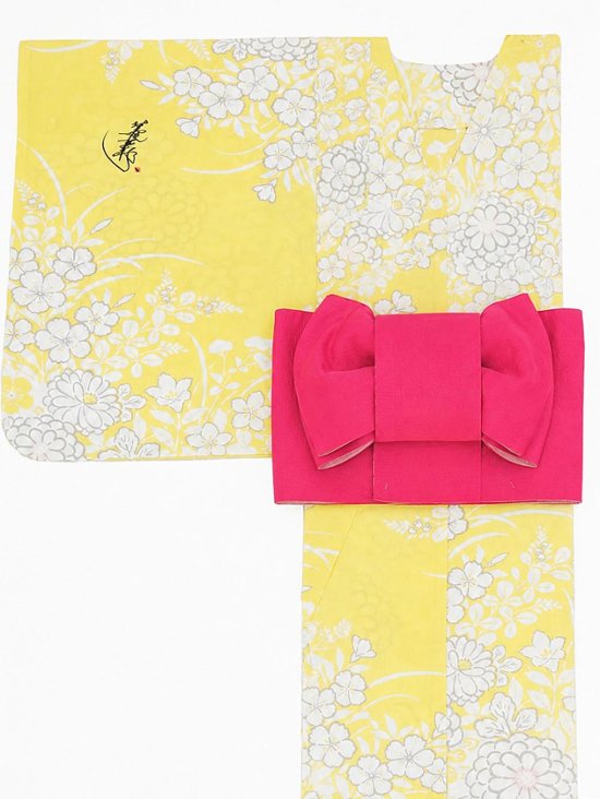 帯が選べる! (衿なし) 浴衣〈夢小菊/黄色〉　※浴衣単品 ¥13,200画像