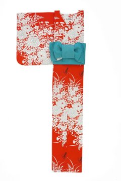 帯が選べる! (衿なし) 浴衣〈夢小菊/赤〉　※浴衣単品 ¥13,200画像