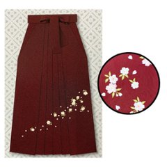 かわいい刺繍入り袴 [エンジ]の画像