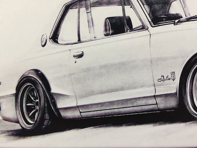ハコスカ 2ドア GT-R 【鉛筆画】イラスト A4サイズ 額入り｜創作品
