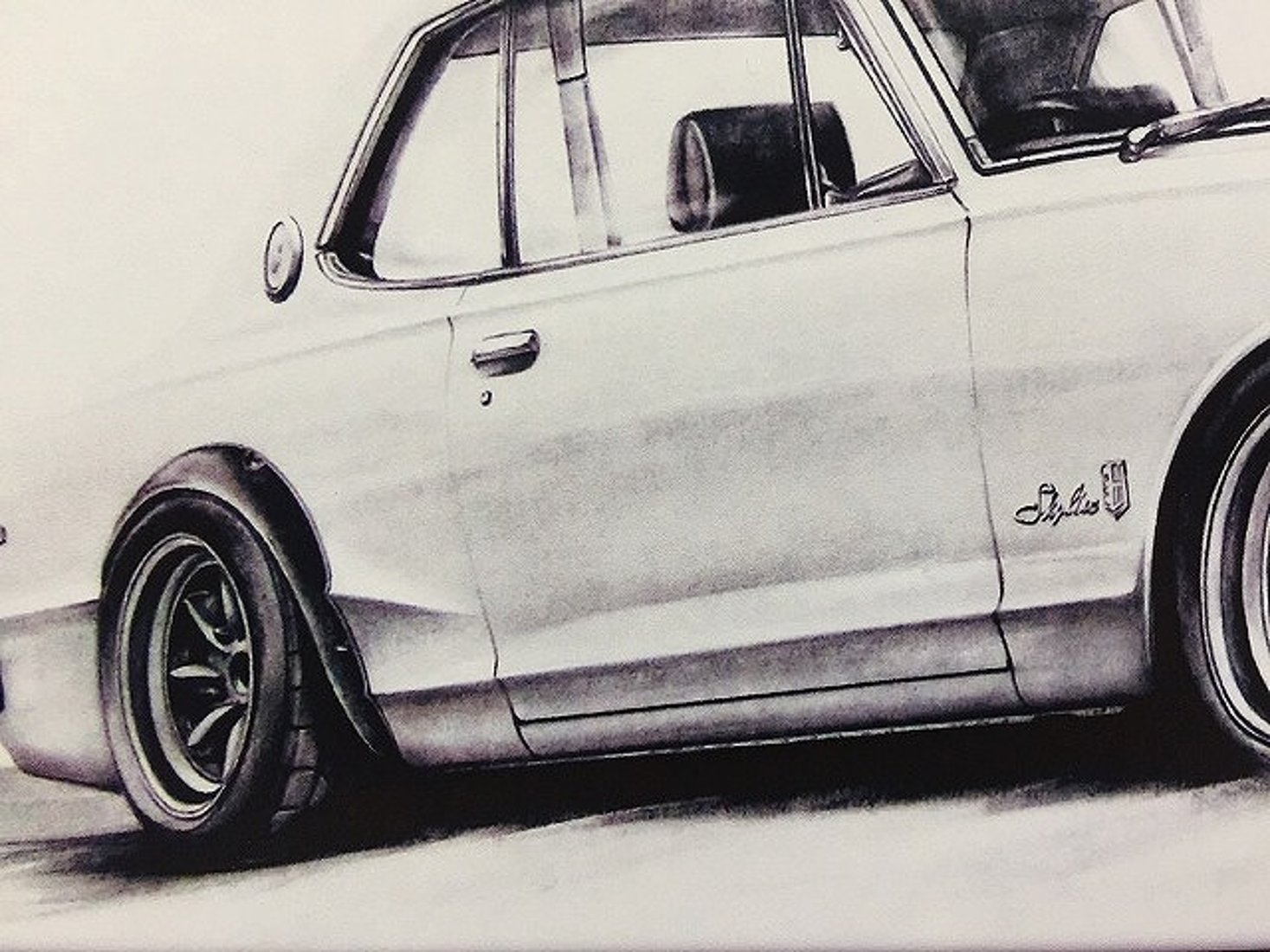 ハコスカ 2ドア GT-R 【鉛筆画】イラスト A4サイズ 額入り｜創作品 
