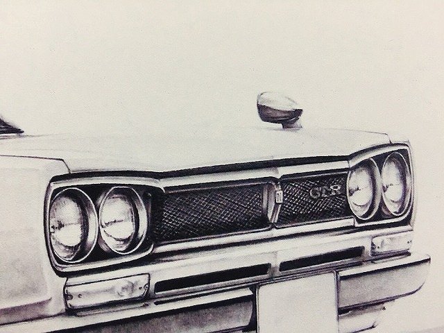 ハコスカ 2ドア GT-R 【鉛筆画】イラスト A4サイズ 額入り｜創作品