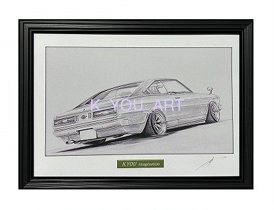 カリーナ ハードトップ 1600GT TA17 【鉛筆画】イラスト A4サイズ 額