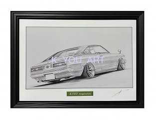 カリーナ ハードトップ 1600GT　TA17 【鉛筆画】イラスト A4サイズ 額入り画像