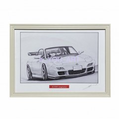 FDサバンナ　RX－7 後期  【鉛筆画】イラスト A4サイズ 額入り画像