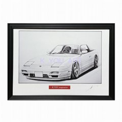 180SX 中期 【鉛筆画】イラスト A4サイズ 額入りの画像