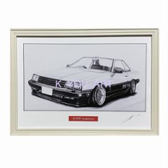 スカイライン R30 RS TURBO 2ドア フロント 【鉛筆画】イラスト A4サイズ 額入り画像