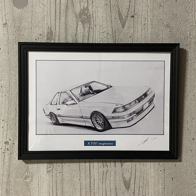鉛筆画 （原画）A4サイズ フレーム付き トヨタ ソアラ Z20 【鉛筆画】イラスト A4サイズ 額入り｜創作品モール