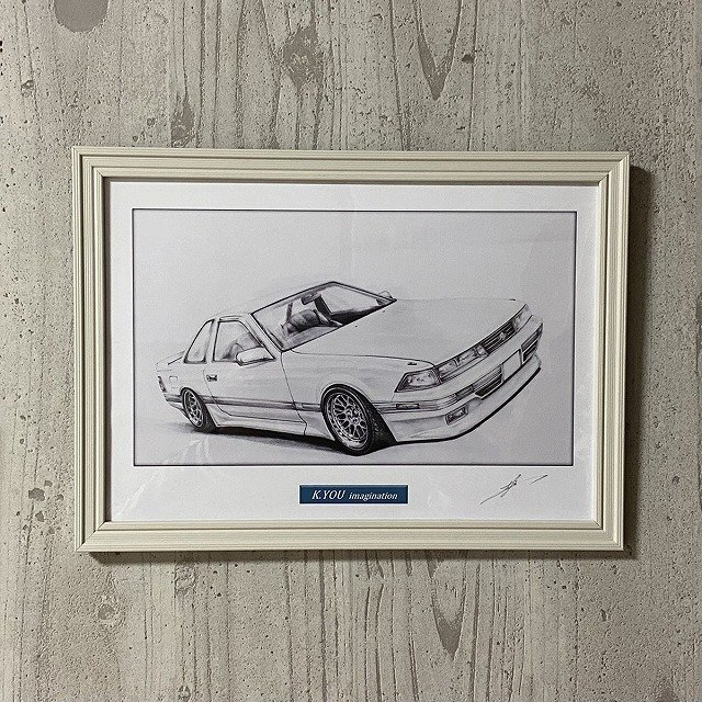 トヨタ ソアラ Z20 【鉛筆画】イラスト A4サイズ 額入り｜創作品モール