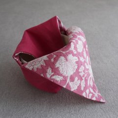 茶碗袋S 53　麻×インド更紗　ピンクの画像