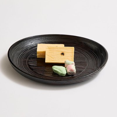 沢栗スリ漆ハツリ皿 6寸5分（19.6cm）の画像